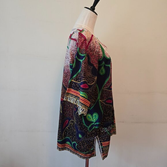 Vintage West African Print Top with Exquisite Embroidery - Picture 5 of 12